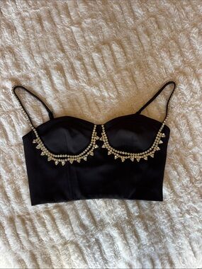 Forever 21 Black Rhinestone Bustier Tank Top